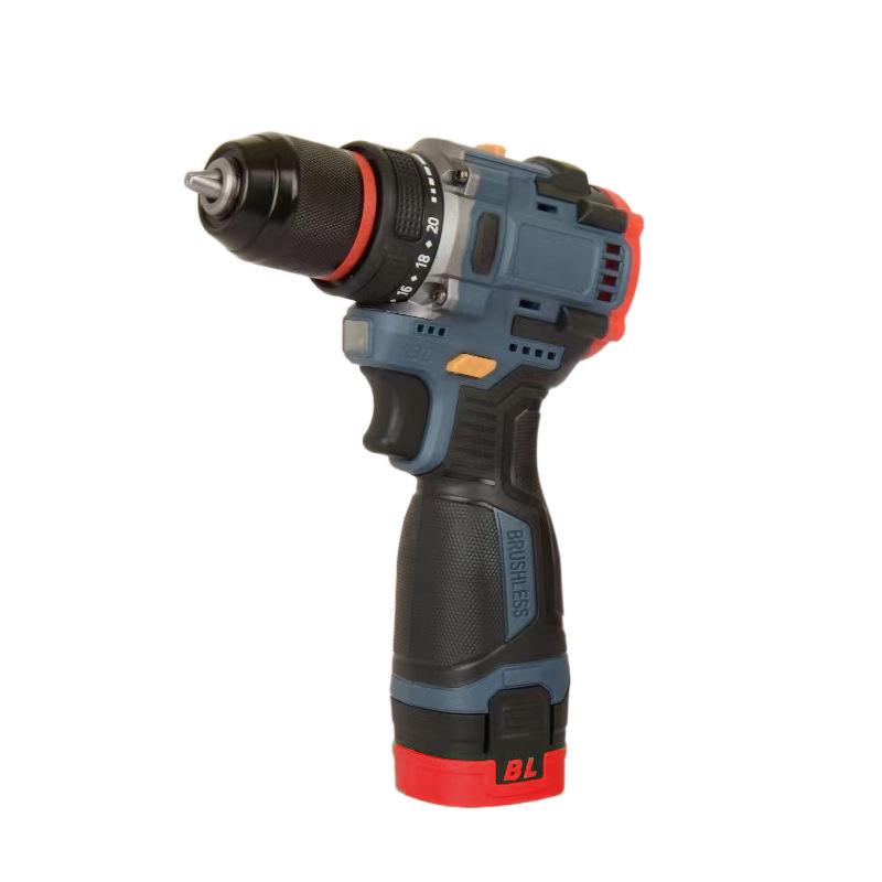Adjustable Two-Speed Brushless Electric Screwdriver and Drill with Rechargeable Lithium Battery for Household Use