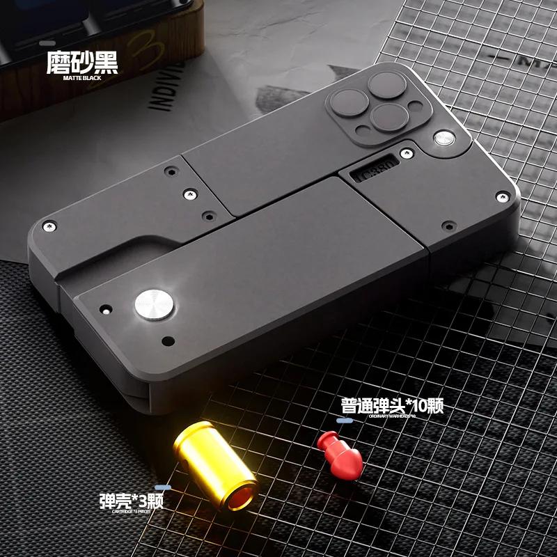 Folding Simulation Mobile Phone Toy Gun Throwing Shell Soft Bullet Airsoft Gun Spray Pistol Children Toy Birthday Gift