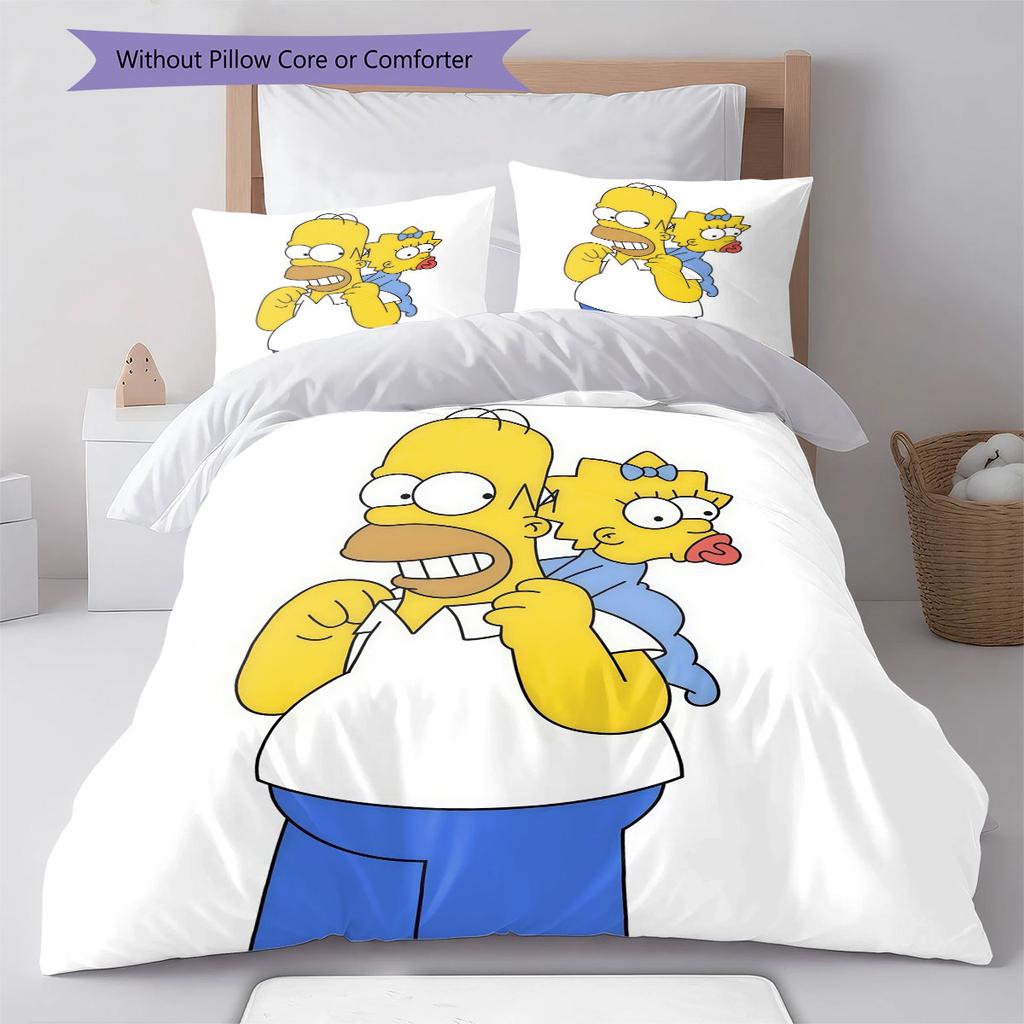 Maggie Simpson Pattern Bedding Home Decoration Birthday Gift ( 1 Duvet Cover + 2 Pillowcase, Without Core),fan Merchandise.