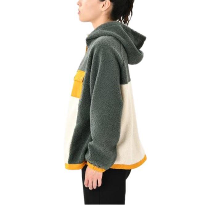 Vans Patchwork Hooded Pullover Sweatshirt Women Tops Green VN0A7YGXYQW