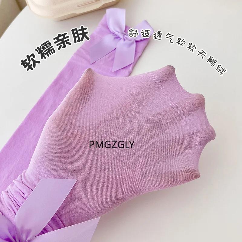 1 Girls' Bow Socks Spring/Summer Thin Velvet Stacked Socks Korean Version Lolita Baby Princess Calf Socks