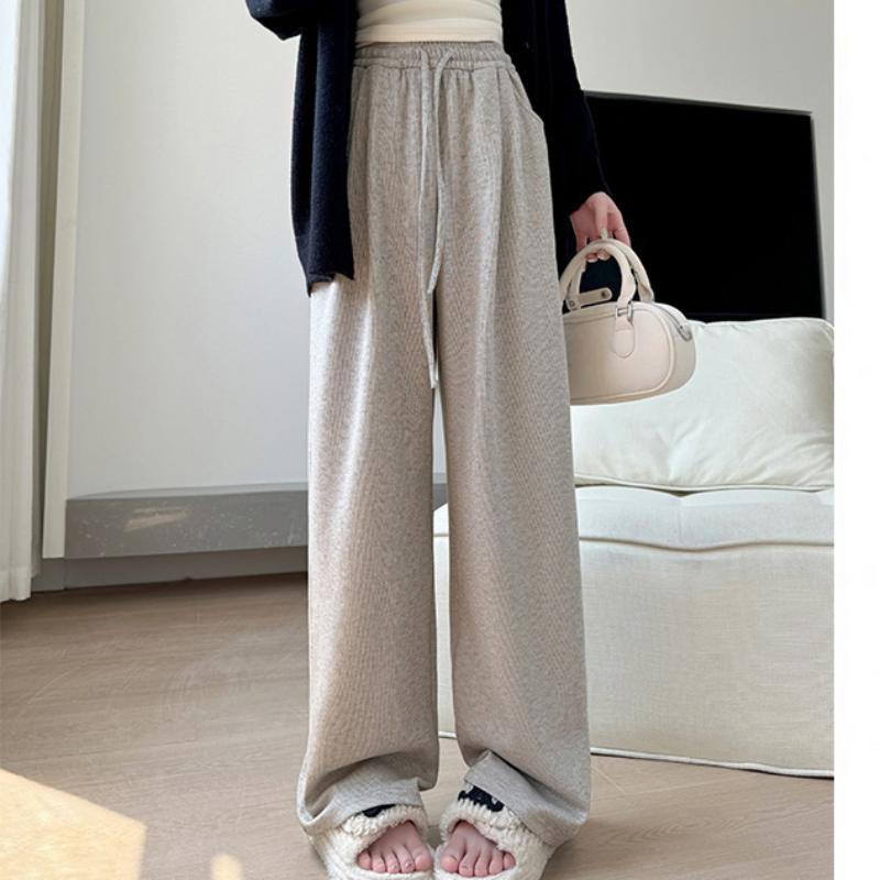 Fleece Glutinous Rice Pants for Women In Autumn and Winter New Style Velvet Pants Draped Lazy Casual Pants Straight-leg Slimming Soft Wide-leg Pants