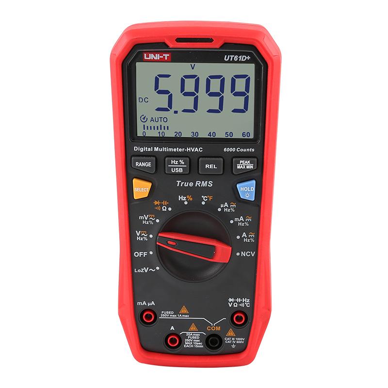 Uni-T UT61E+ High-Precision Digital Multimeter - AC/DC Voltage, Anti-Burn, Auto Display.