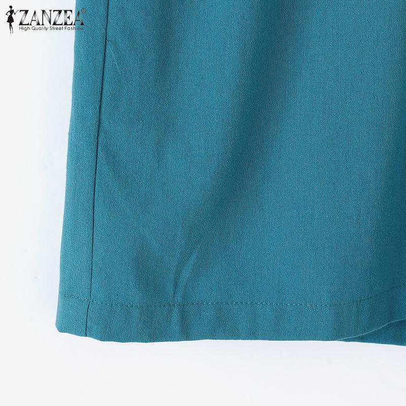 ZANZEA Lässiges Zweiteiler-Set aus Bluse und Shorts für Damen mit halblangen Ärmeln