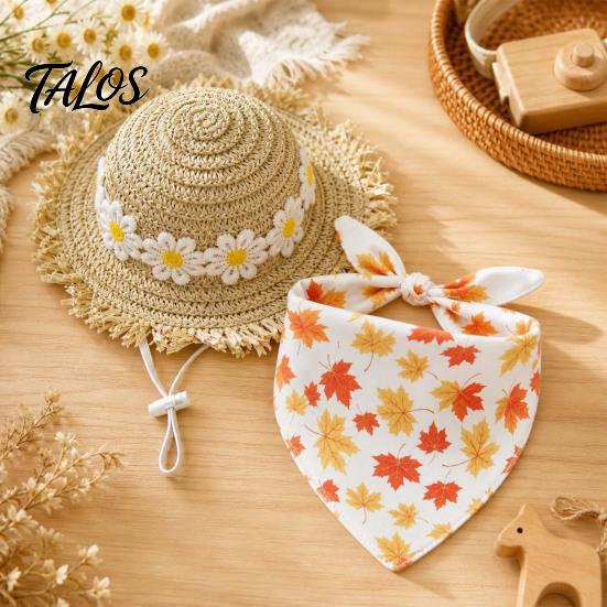 1 Set Autumn Porch Goose Outfit, Straw Hat And Maple Leaf Scarf, Fall Season Goose Costume for 23 Inch Goose Statue Outdoor Yard Lawn Garden Decor