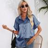 Women's Summer Satin Short Sleeved Shirt Top