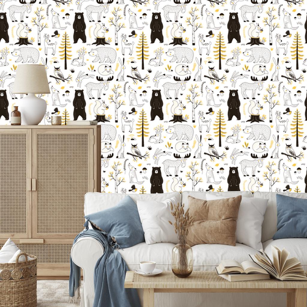 Forest Animals Wallpaper for Living Room and Bedroom 50x1000