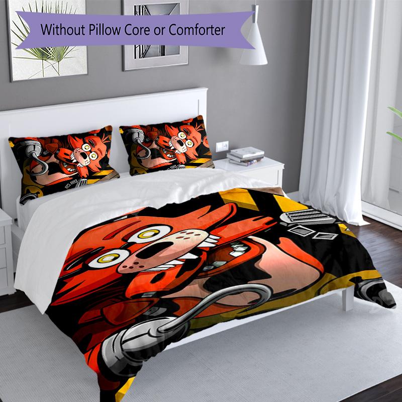 3pcs Five Nights At Freddy's3 Pattern Bedding Set Duvet Cover Set Includes Duvet Cover &pillowcases, Perfect All Season Bedroom Decoration & Gift