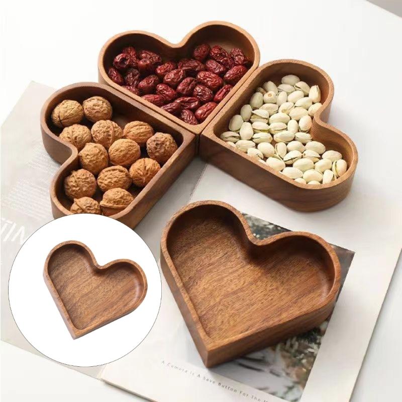 Heart Candy Dish in Wood Finish, Open Serving Tray for Sweet Display, Coffee Table Accent, Dining Tables and Anniversary Table Styling