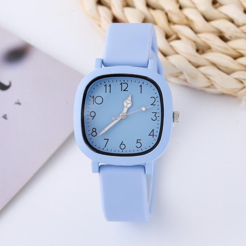 Women Watch Fashion Square Quartz Silicone Strap Wristwatches Student Watches for Women