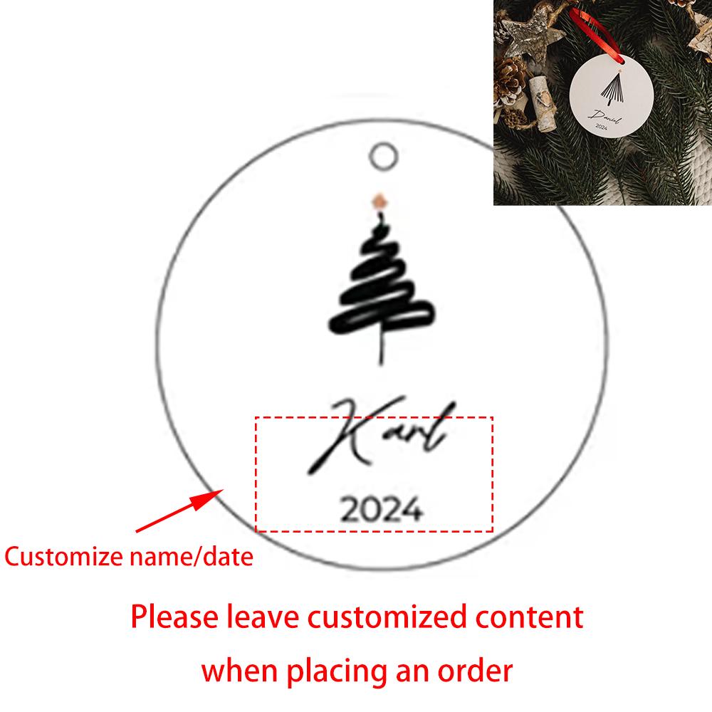 Personalized 5Pcs Christmas Tree Wood Ornament Minimalist Tree Baubles Winter Wedding Favors Keepsake Home Hanging Decoration