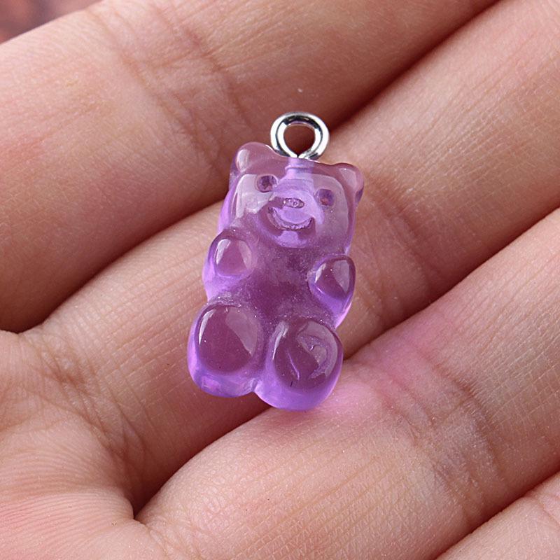 

Маленький медвежонок смола брелок и DIY ювелирные аксессуары Bear Eye-catching фиолетовый