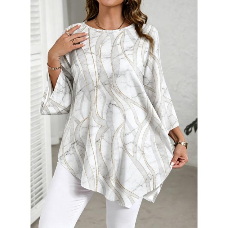 Plus Size Women's Printed Top / Casual Elegant Ladies Top
