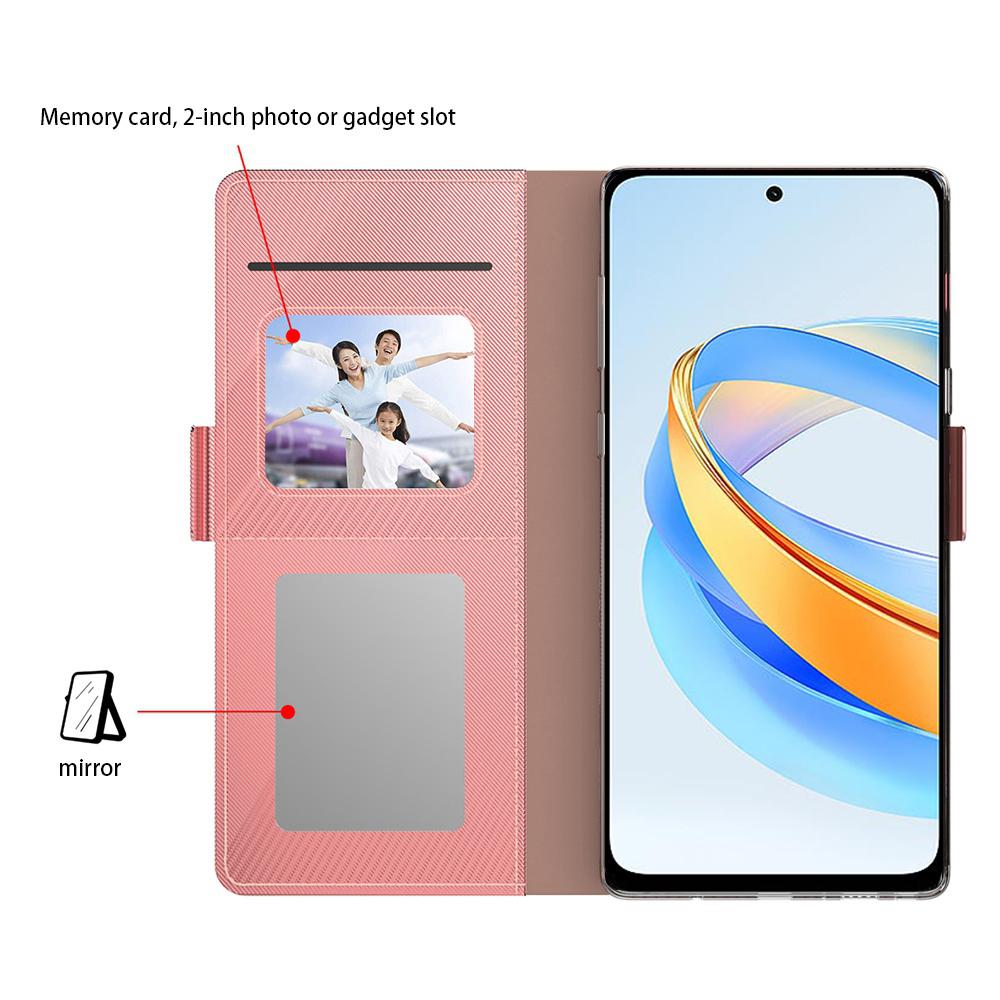 Phone Case For Honor 400 Smart 5G/Play10T 5G/X7d 4G Stand PU Leather Cover Card Holder Mirror
