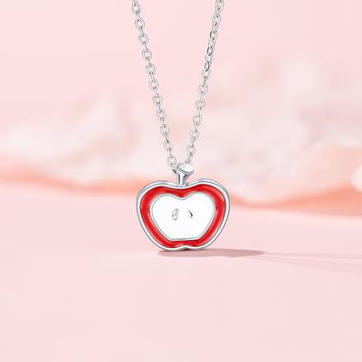 Original One Leaf Knows Autumn Series Little Apple Pendant Necklace Cute Sweet Commuter Stainless Steel Clavicle Chain