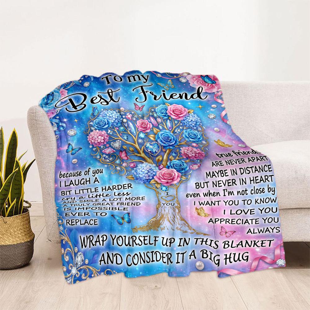 Friendship Poem Blanket Blanket Comfortable Great for Chair Seaside Livingroom Four Seasons Multipurpose Modern
