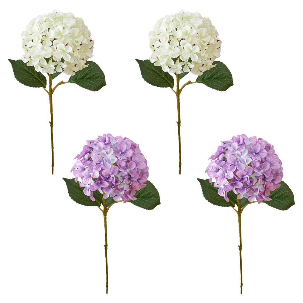 4PCS Artificial Hydrangea Flowers Simulation 3D Printing Decorative Hydrangea Branches for Home Wedding