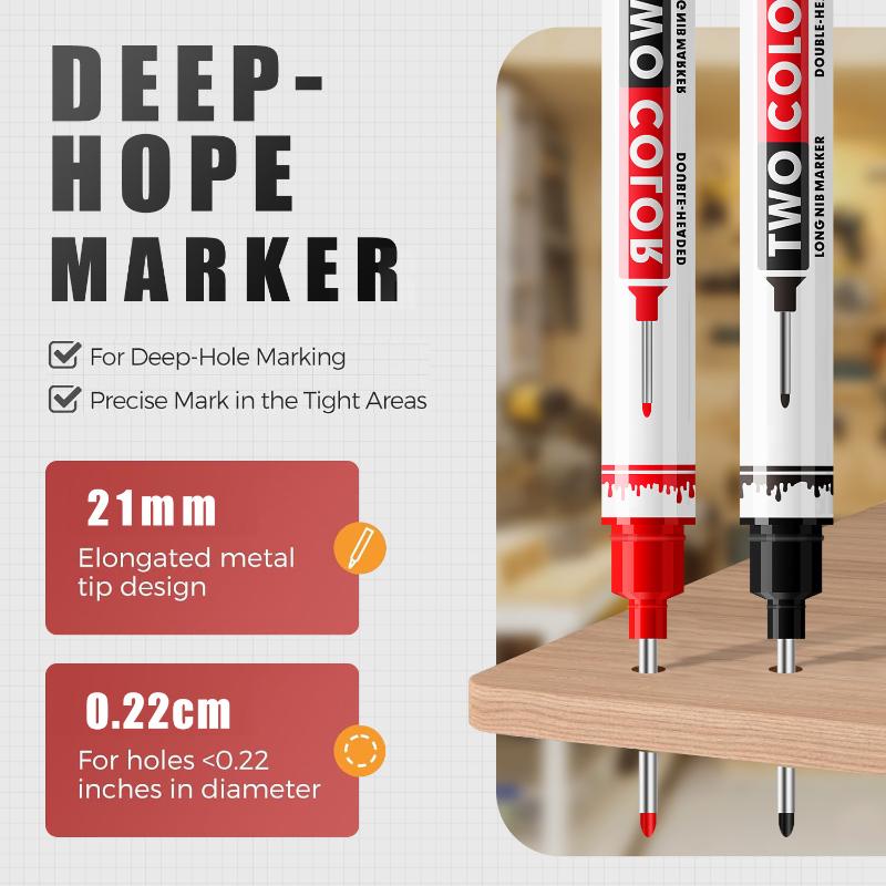 1/4Pcs Long Head Deep Hole Marker Pen Woodworking Decoration Permanent Marker Pen Waterproof Metal Perforating Pen