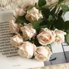 Tenvity 5pcs Long Branch Rose Artificial Flowers For Wedding Home Vase Decor Christmas DIY Wreath Accessories Silk Fake Flowers