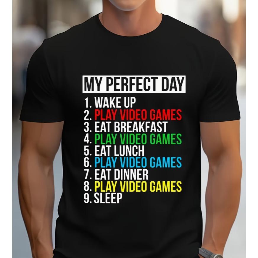 Exclusive For Gamers A Perfect Day Tshirt Showcasing Tshirtblack Casual Summer Round Neck Tshirt Bold Local Stock Tshirts