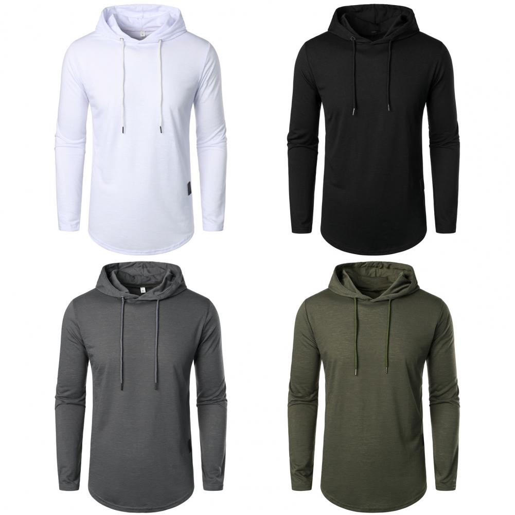 Herren Herbst Hoodie Langarm Kapuzen Kordelzug Einfarbig Mittellang Weich Lässig Einfacher Stil Warm Herren Top Sweatshirt Herbst Cl