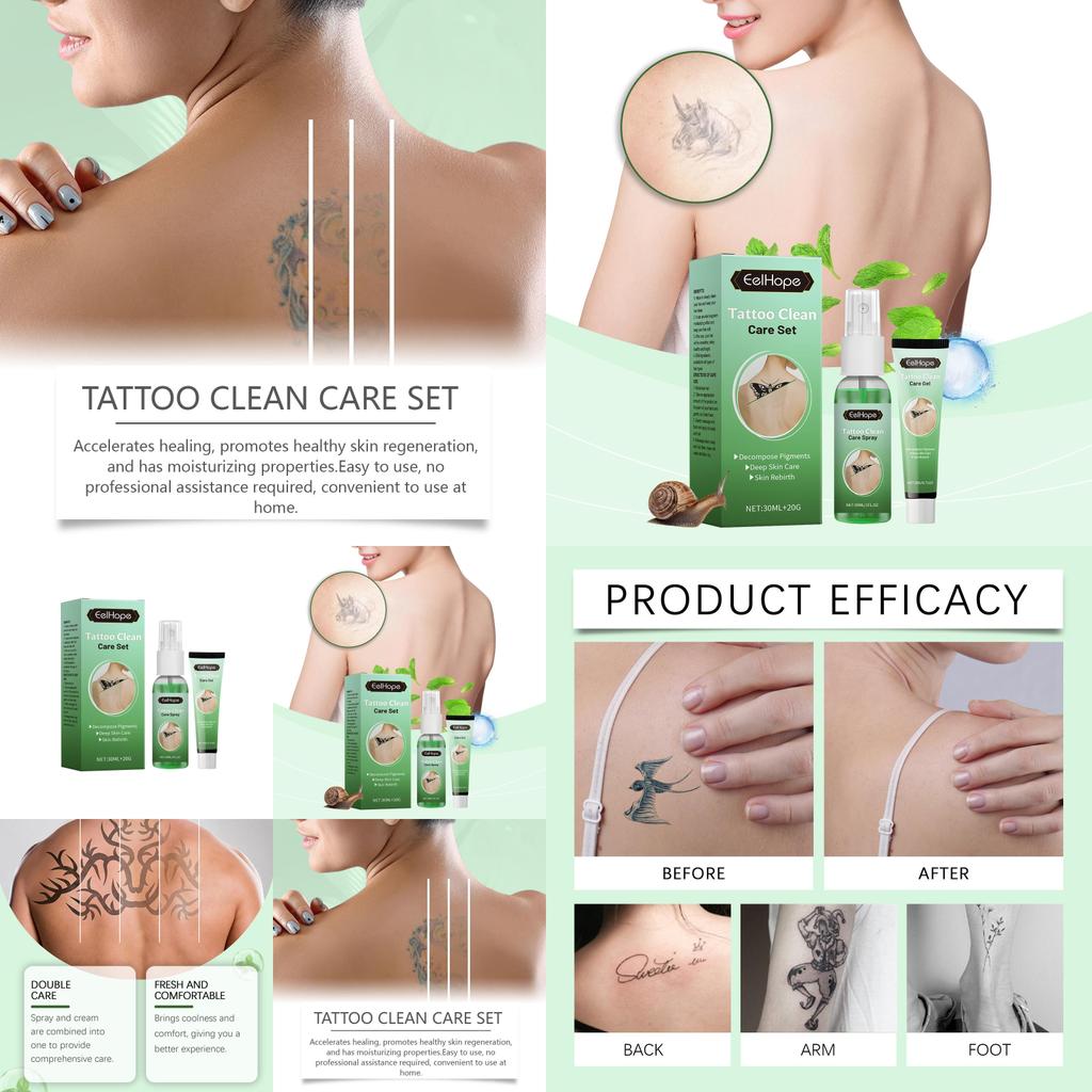 Eelhope Professional Tattoo Covering Care Set With Nourishing Repair Spray And Cream For All Skin Types