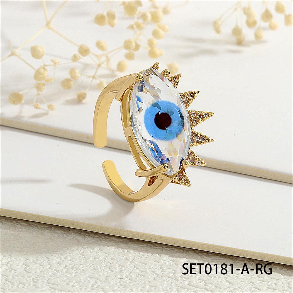 18K Gold-Plated Copper Evil Eye Ring with Zircon - High-End Luxury Women's Ins Style.