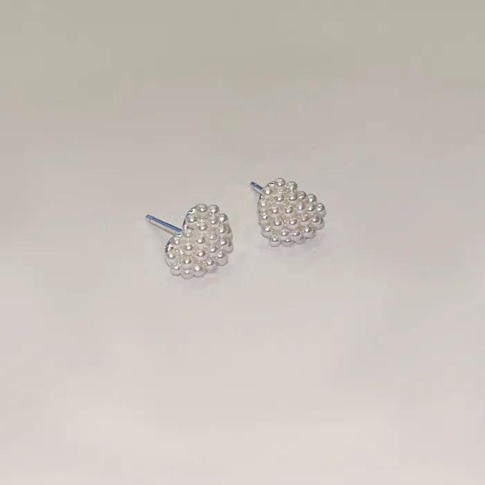 [92.5 silver]tiny heart pearl earrings