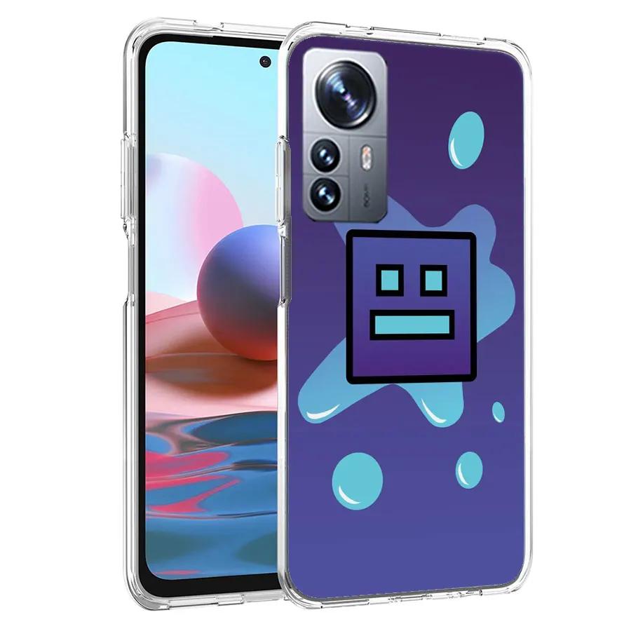 Geometry Dash Phone Case For Xiaomi Poco X3 NFC X4 GT M3 M4 M5 M5S X7 X6 X5 F6 Pro F5 F4 Mi F3 F2 Cover TPU Capa Coque Clear Pat