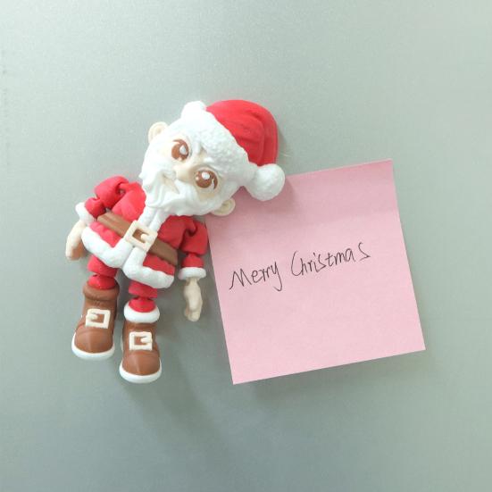 Yousheng Santa Fridge Magnet Movable Joints Christmas Ornaments 3D Printed Festive Fridge Decor Unique Party Gift