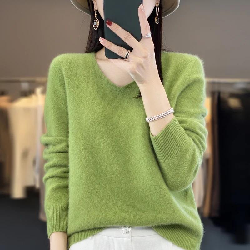 Svetr pulovr s výstřihem do V Podzimní a zimní Nový kašmírový svetr Dámský ležérní pletený top DMR201