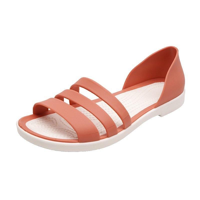 Frauen Sommer Flache Sandalen Open-Toed Slides Hausschuhe Candy Farbe Outdoot Casual Strand Schuhe