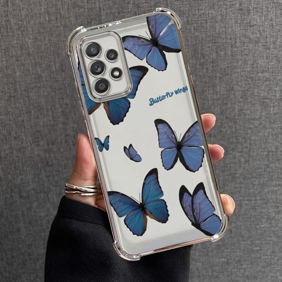 Red Blue Butterfly Phone Case for Samsung Galaxy A52 A17 A13 A35 A36 A26 A21s A33 A24 A25 A16 A15 Soft Cover