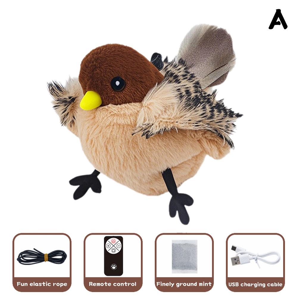 

Interactive Cat Toys Flapping Bird Cat Toy Flying Wings Sparrow Catnip Toys Vivid Chirping Simulation Bird Interactive Cat Toy