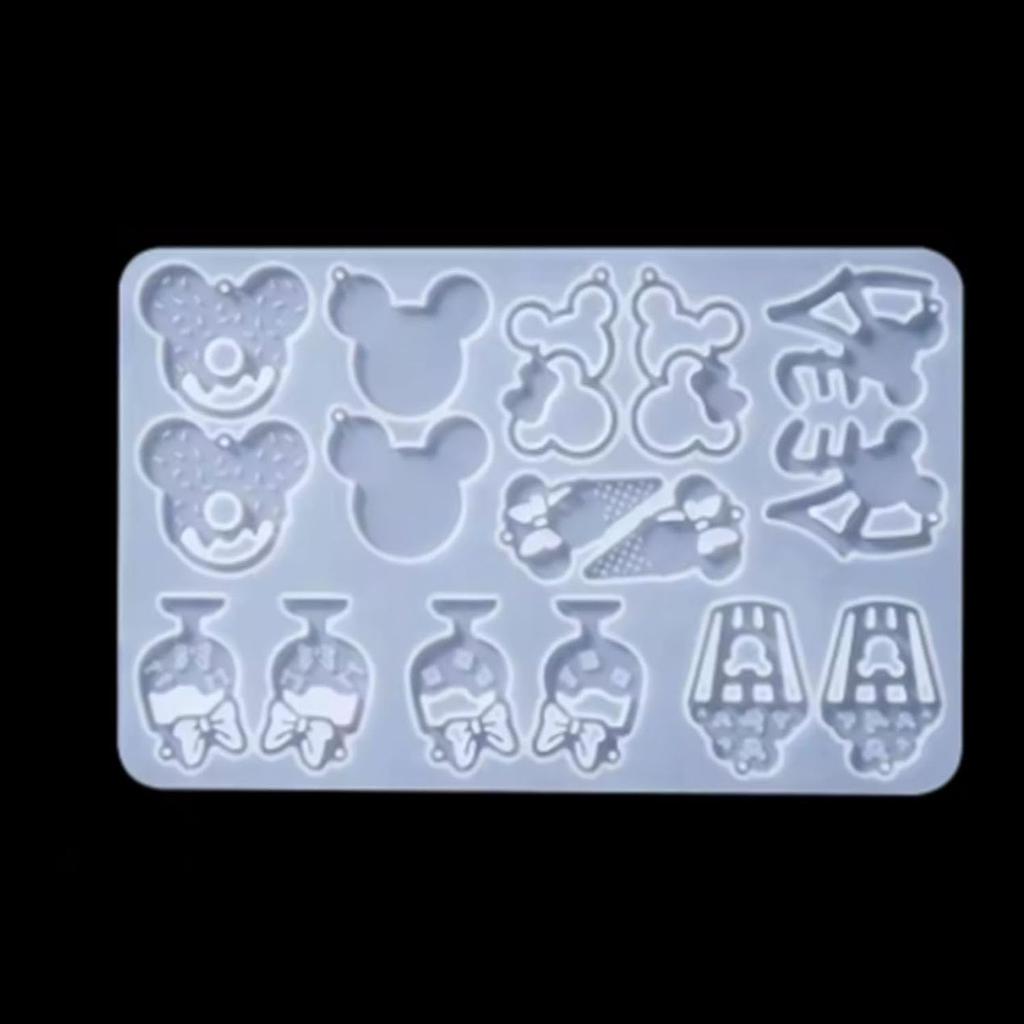 Disney Theme Silicone Resin Mickey Mouse and Donut Shapes for 12 Designs Molds, Headband, Cupcake, Crafts,