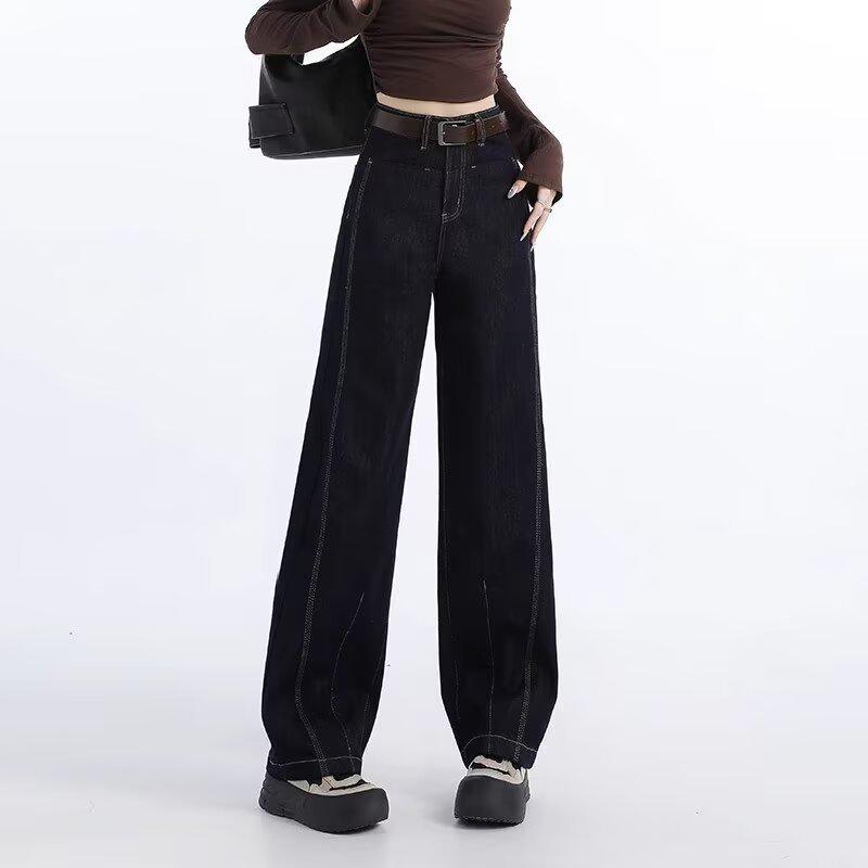 

Retro Women s High-Waisted Wide-Leg Jeans - Slimming, Trendy, and Loose Fit for Spring and Autumn S