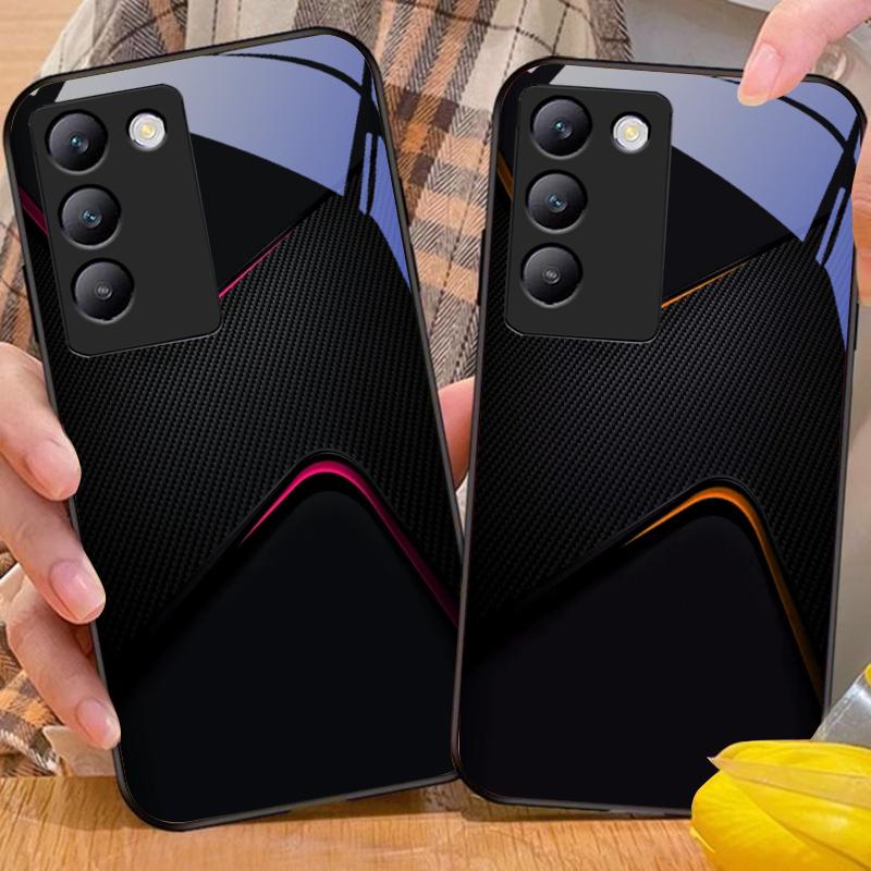 Simple And Large For Y72 33S 11 03 36 96 Lite 35 16 Iqoo 12 V40 SE 5G 29 40 21 30 X80 Pro Vivo Tempered Glass Phone Case Black