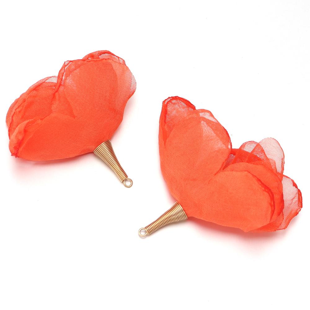 10pcs 5cm Mesh Chiffon Flower Earrings Pendant Colorful Flower Charms For DIY Jewelry Making Crafts Earrings Keychain Supplies