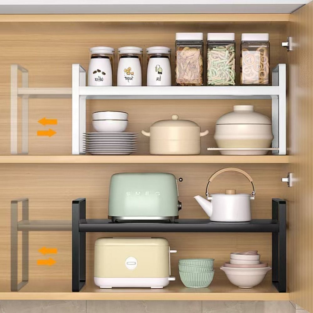 Iron Expandable Cabinet Shelf Large Capacity Cabinet Partition Shelf Cosmetic Storage Rack  Pantry
