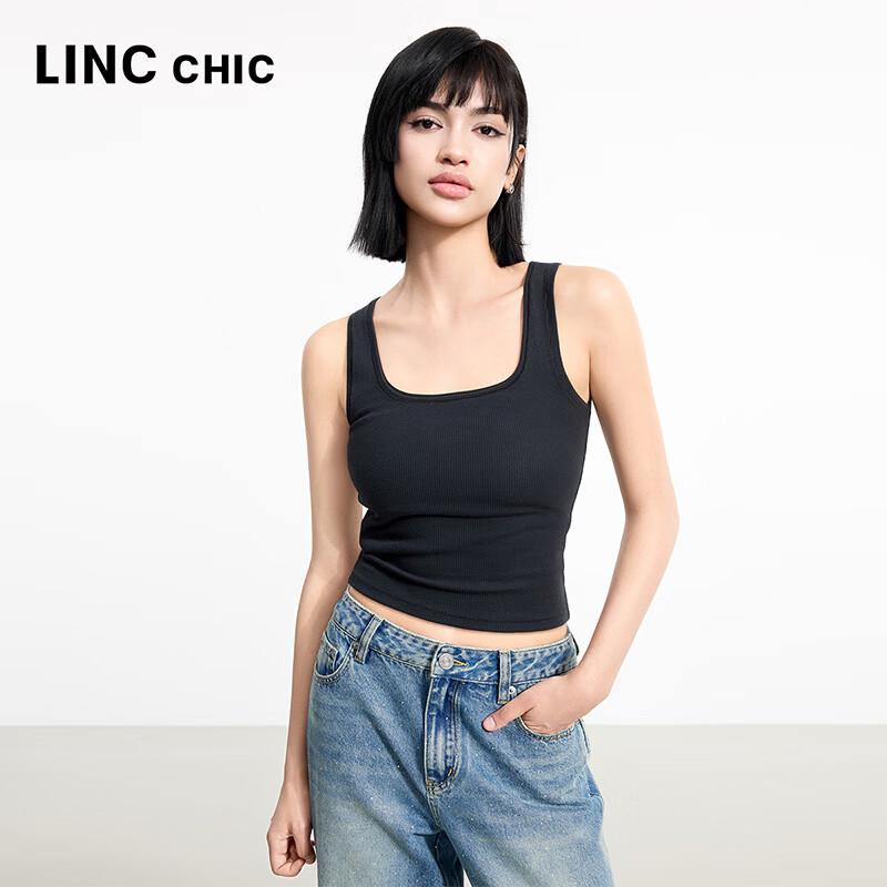 Jinyujie Women s Slim Fit Knitted Crop U-Neck Tank Top M
