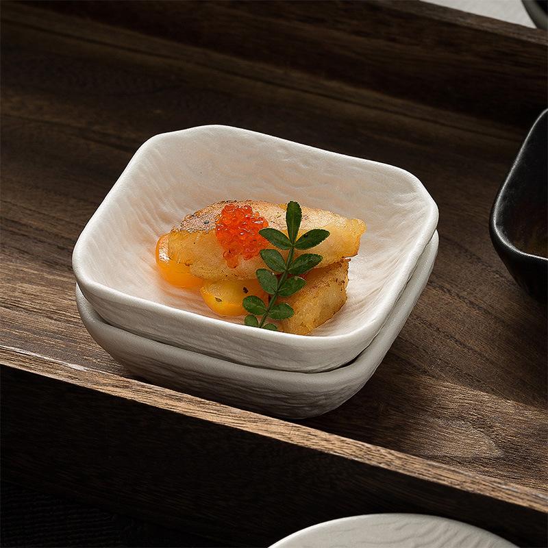 Ceramic Dipping Saucer Quicksand Grain Saucer Restaurant Hot Pot Bbq Dipping Saucer Sushi Dumpling Sauce Oil Saucer Household Vinegar Saucer