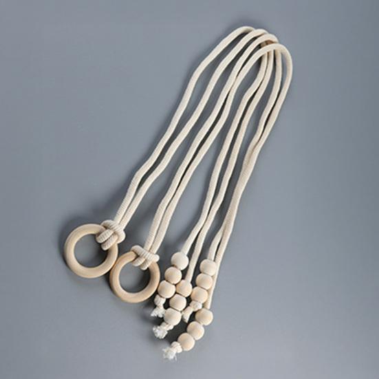 Yousheng Natürliche Holzperlen Vorhangband mit Quastenring Dekorative Halter Vorhangbinder Wohnzimmer Heimdekoration