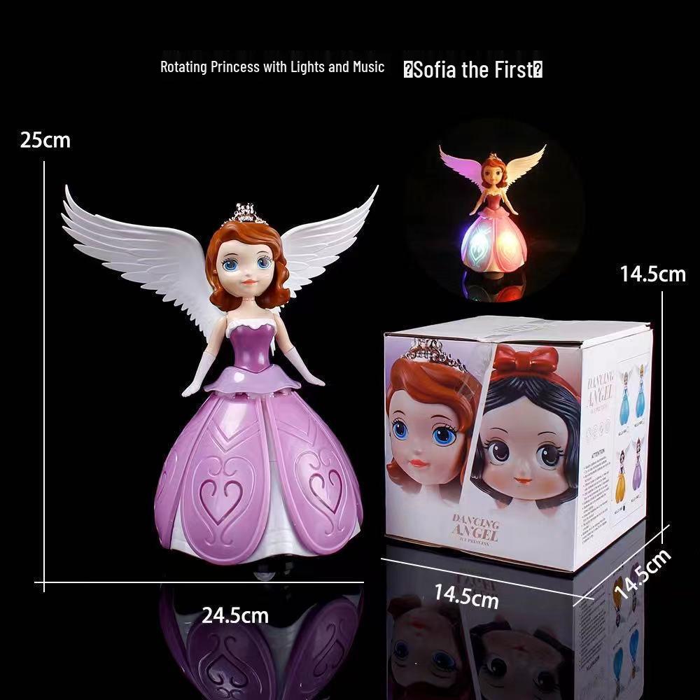 Electric Rotating Light-Up Princess: Snow White, Elsa with Wings, Sophia & Cinderella