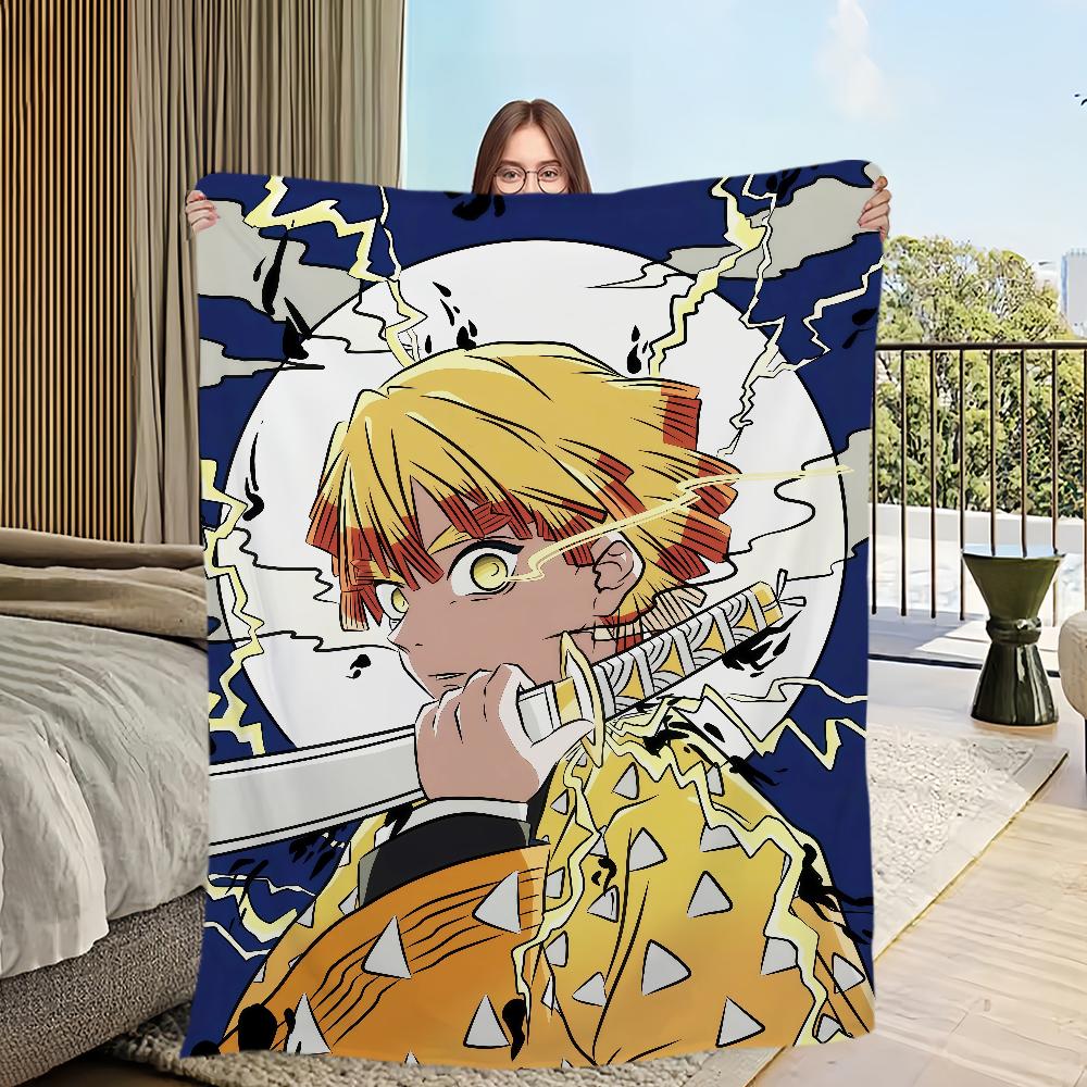 fanart anime cool chibi Z-Zenitsu A-Agatsuma Flannel warm soft plush blanket for sofa living room hogar bedroom travel gift home