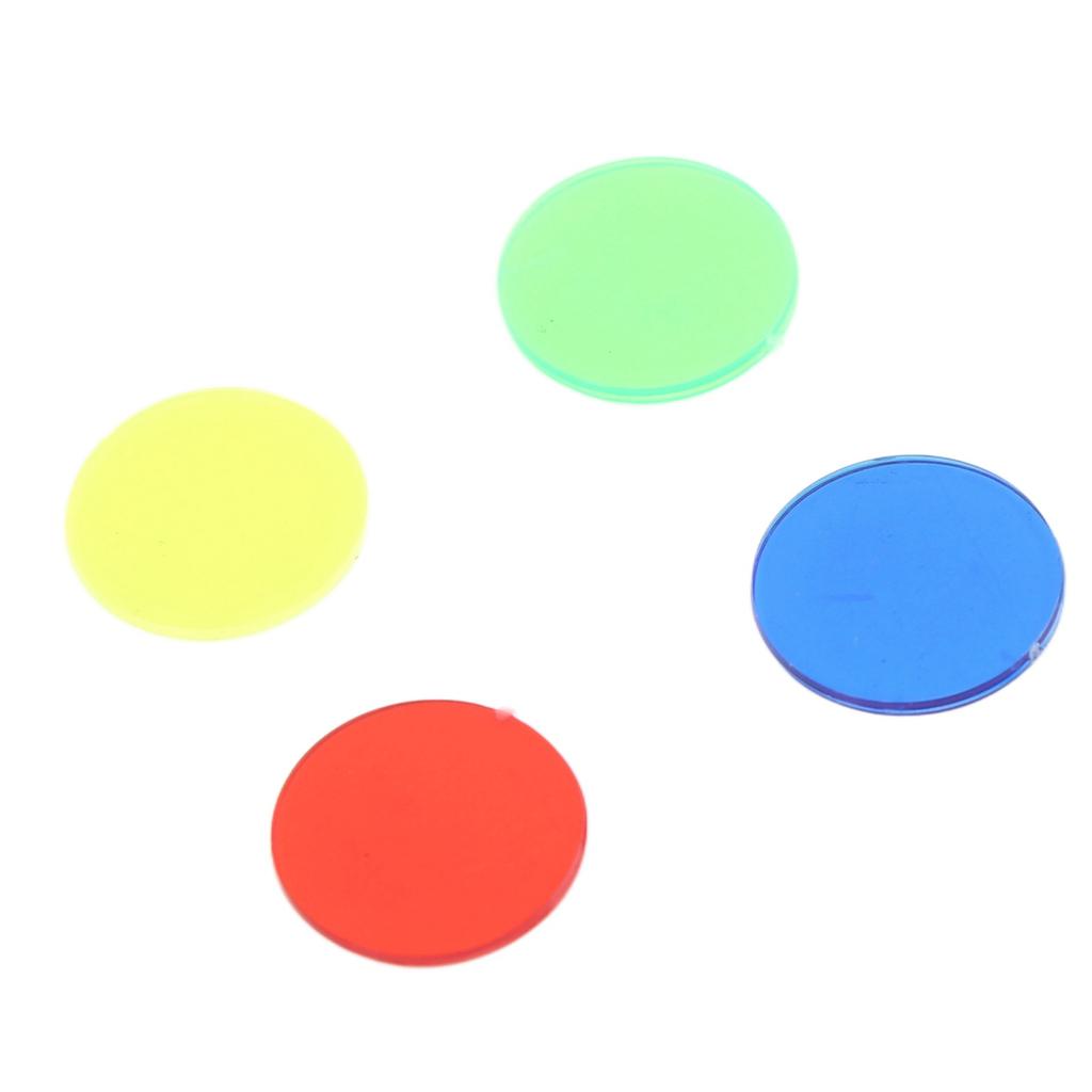 100 Stück Spielmarken Scheiben Durchscheinend 15mm Durchmesser Rund 4 Farben Brettspiel Zählmarke Chip