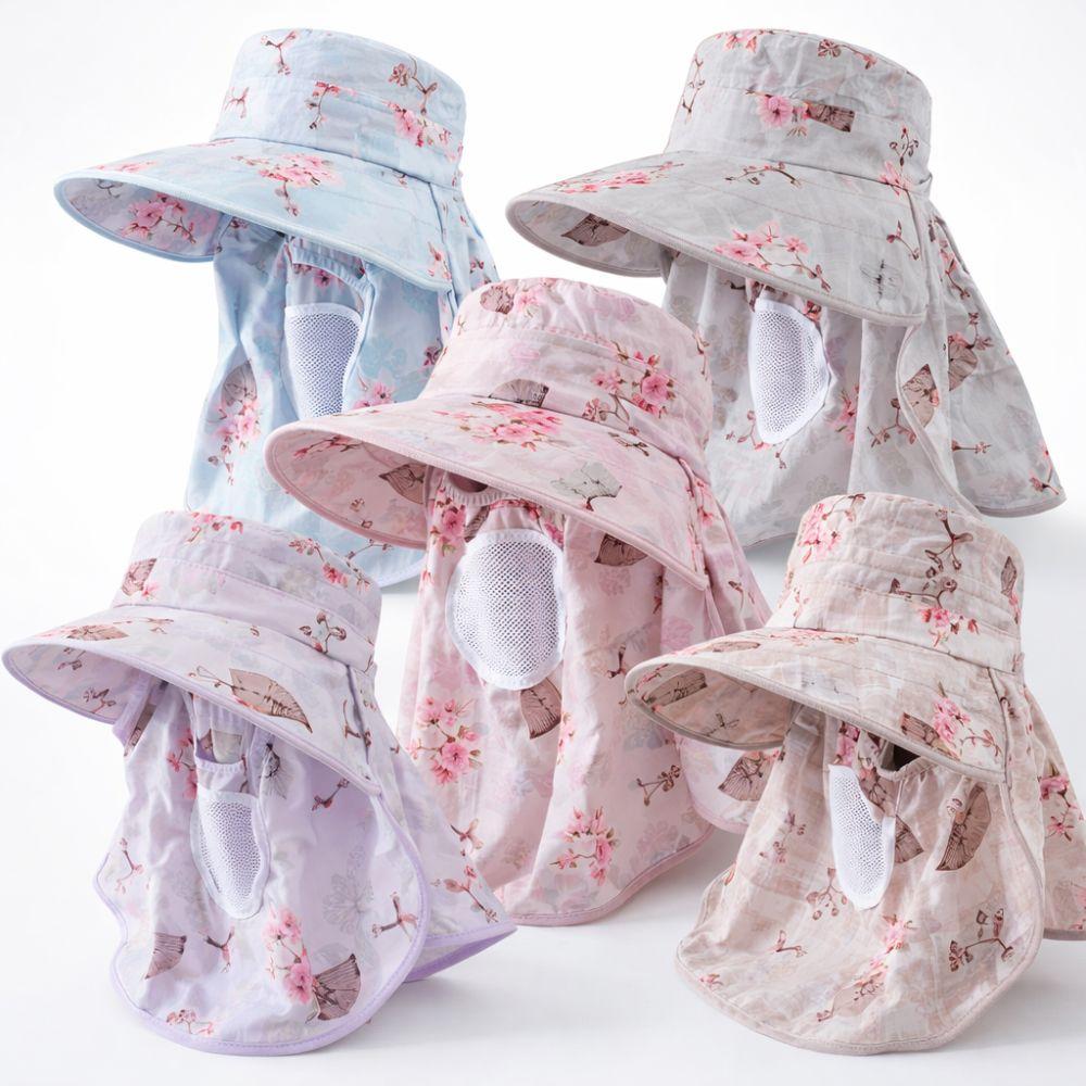 Breathable Face Mask Sun Hat Wide Brim Fisherman's Hat Trendy Tea Picking Work Hat  Summer Outdoor