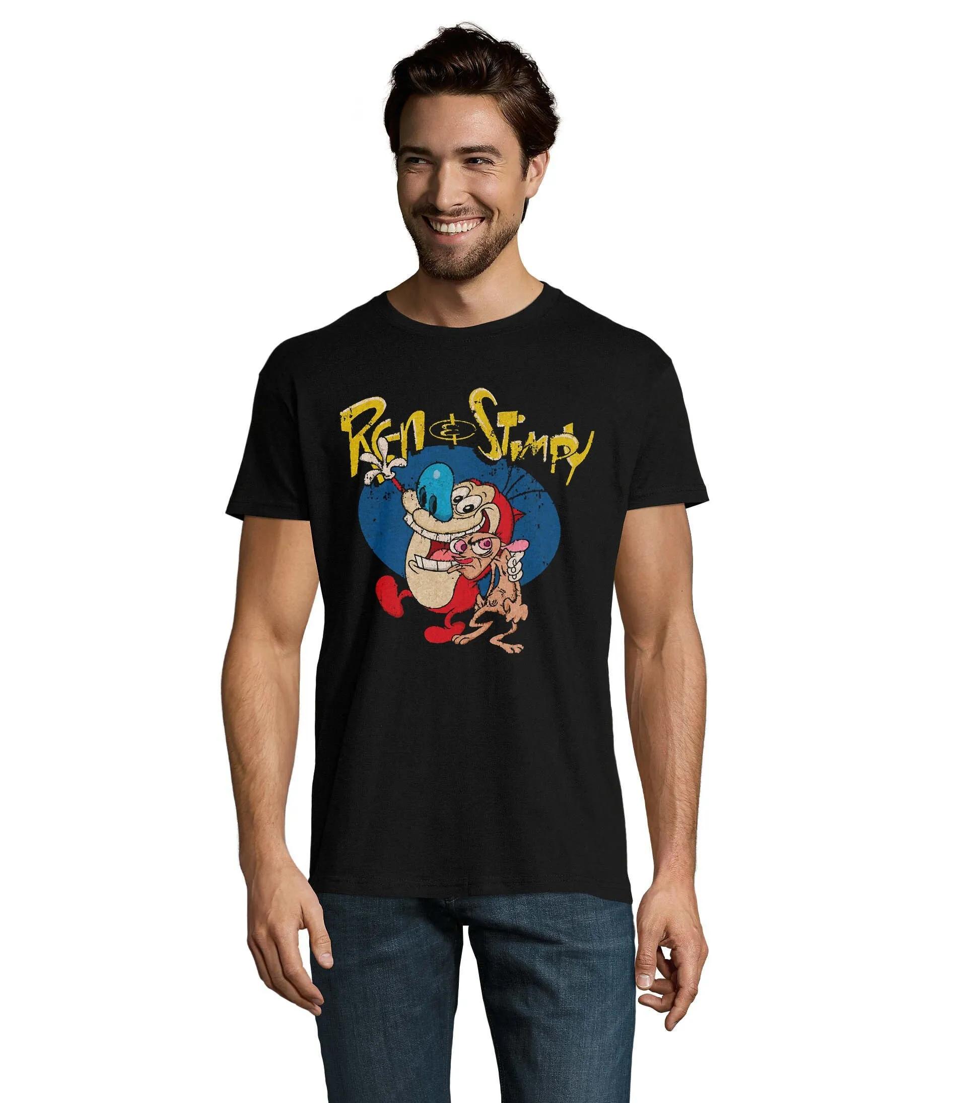 Ren And Stimpy Faded Men S Cotton T Shirt S разноцветный