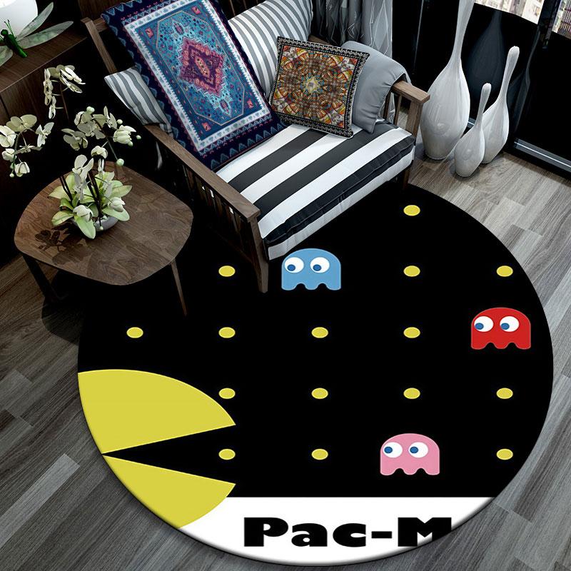 Pac‑Man Poster Pattern Round rug,Carpet Rug for Living Room Bedroom Playroom ,Non-slip Floor Mat,Holiday Gifts and Birthday Gifts.
