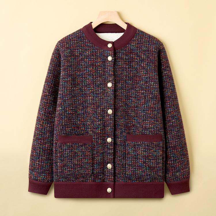 Short Style, Fashionable, Middle-aged and Elderly Women's Mother's Clothes, New Winter Tops, Plus Velvet, Thickened Mother's Autumn and Winter Jacket