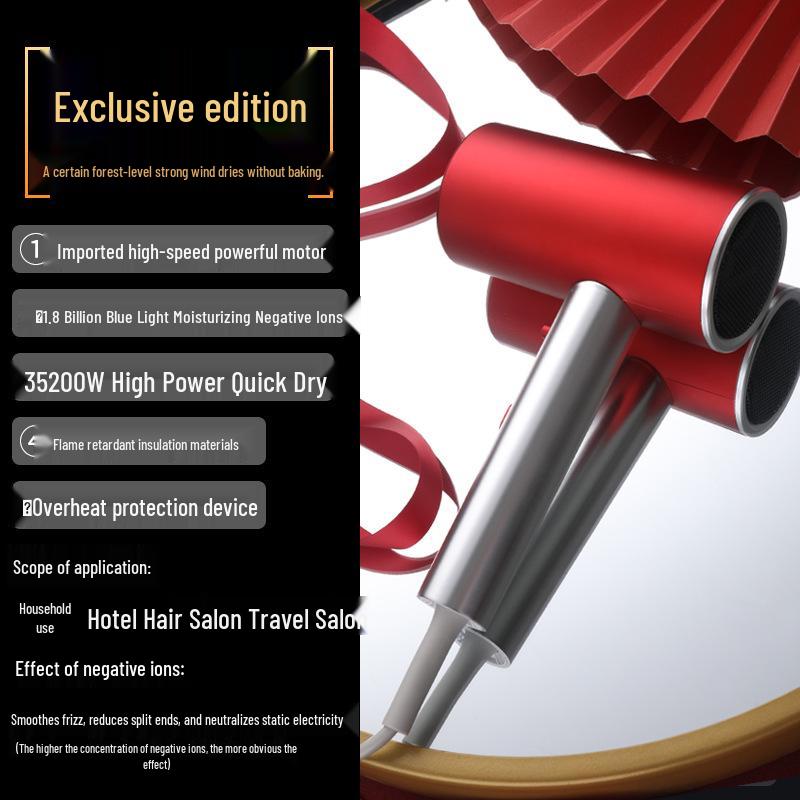 High-Speed Ionic Hair Dryer: Silent, Strong Wind, Quick-Dry, Constant Temperature, High Power for Household and Dormitory Use.